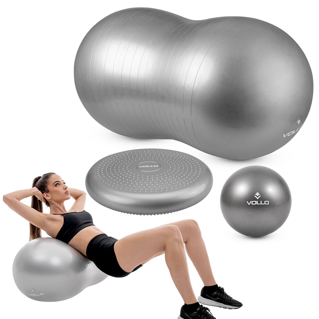 Kit Acessórios Pilates Vollo Disco + Bola Feijão + Overball