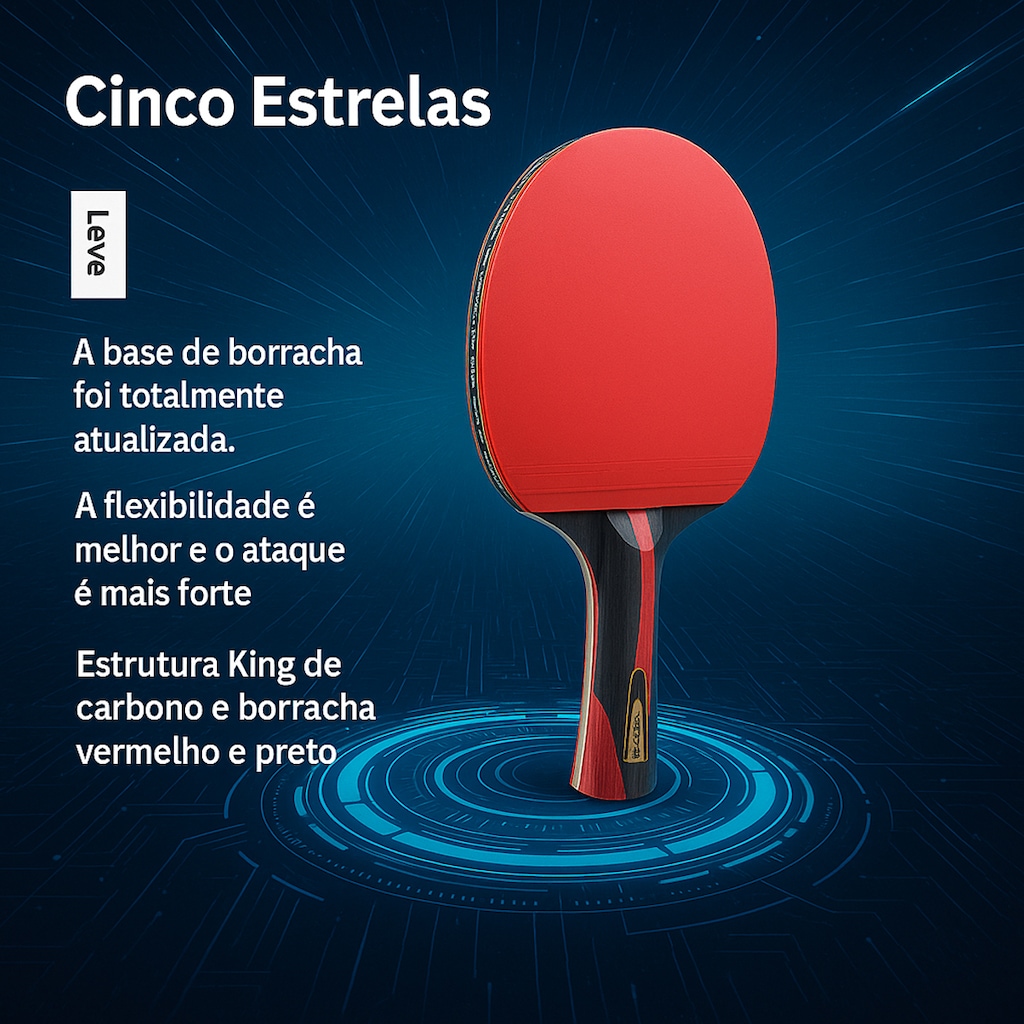 Imagem 4 do produto Kit Tênis de Mesa Hueison 1 Raq 5 Estrela e 1 Capa