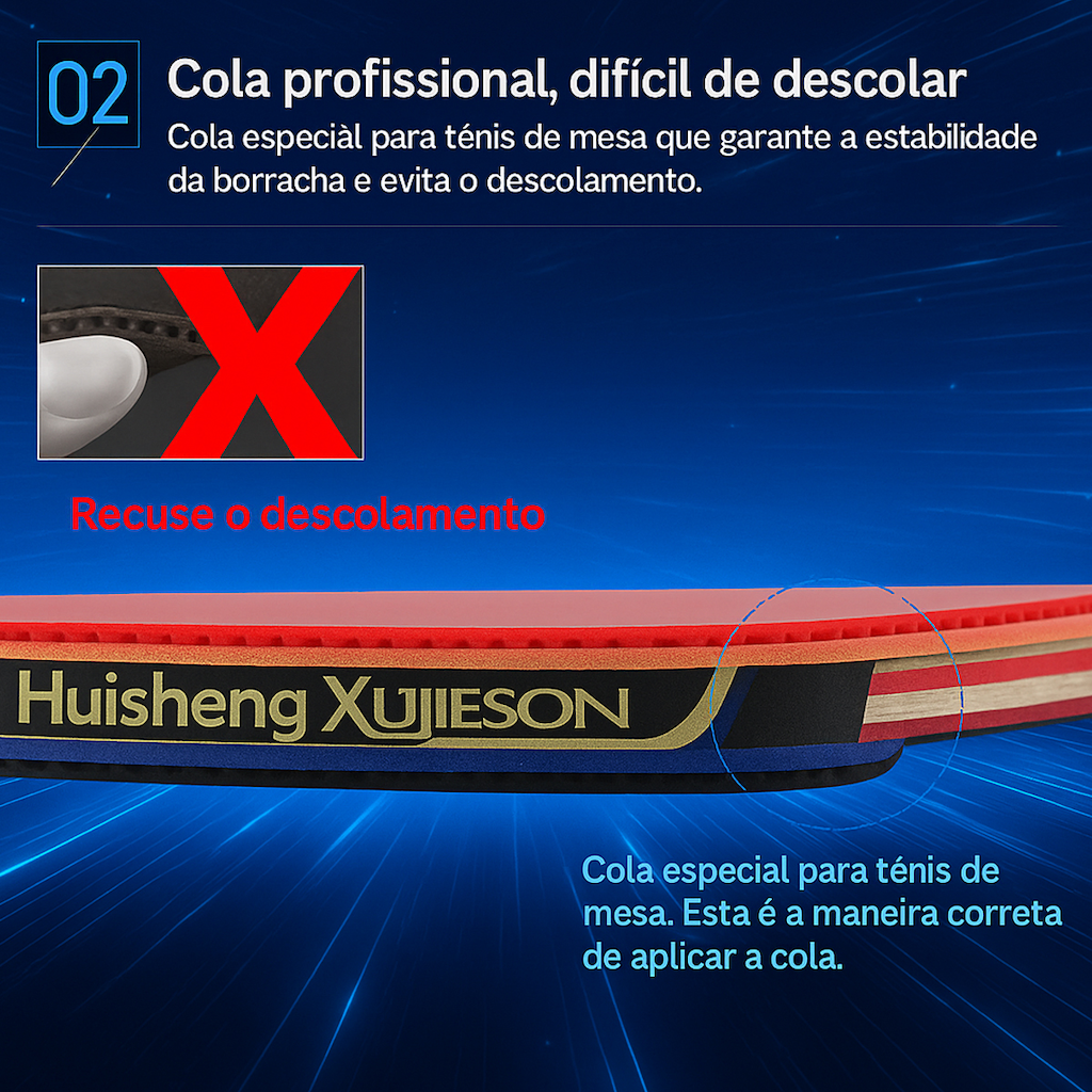 Imagem 5 do produto Kit Tênis de Mesa Hueison 1 Raq 5 Estrela e 1 Capa