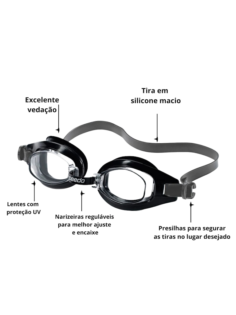 Imagem 2 do produto Kit Speedo Óculos e Touca Silicone Natação Swin Freestyle