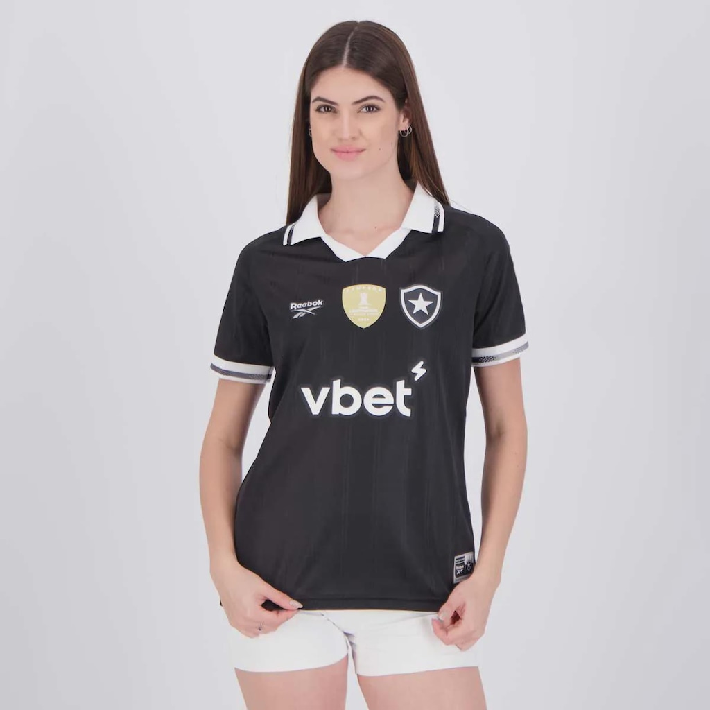 Camisa do Botafogo II 2025 Reebok Campeão Libertadores 2024 Feminina
