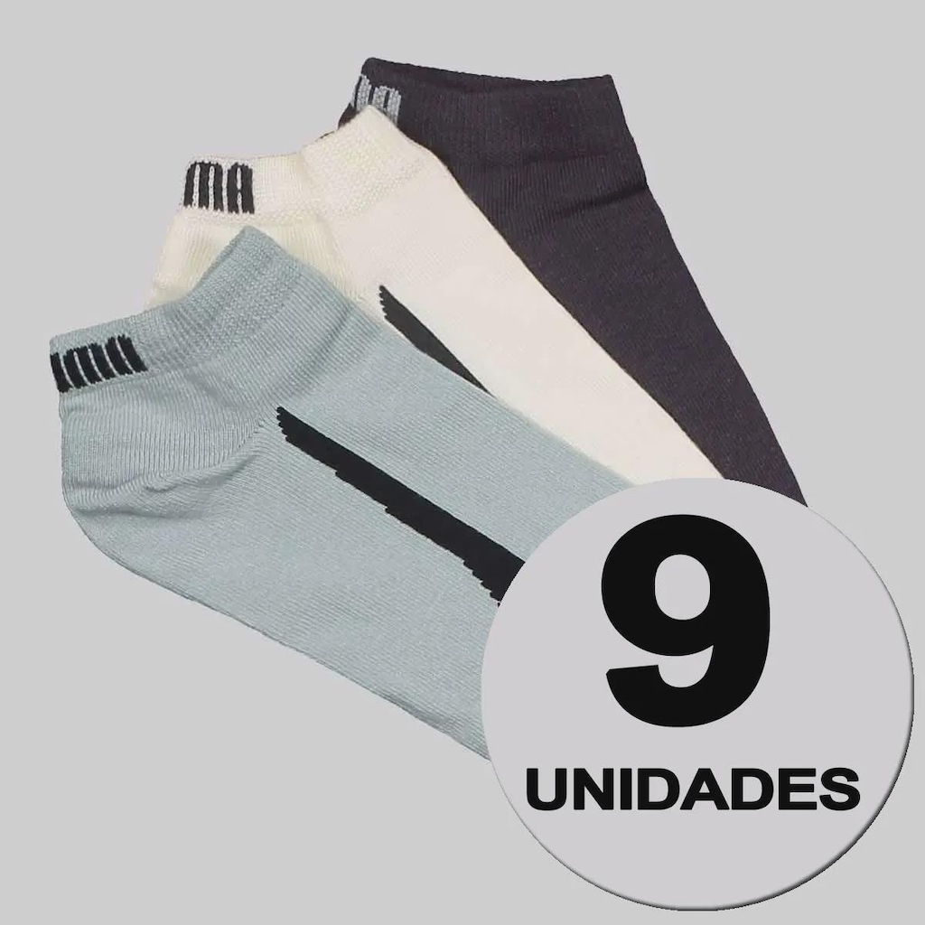 Kit 9 Pares de Meia Puma Sapatilha Masculina