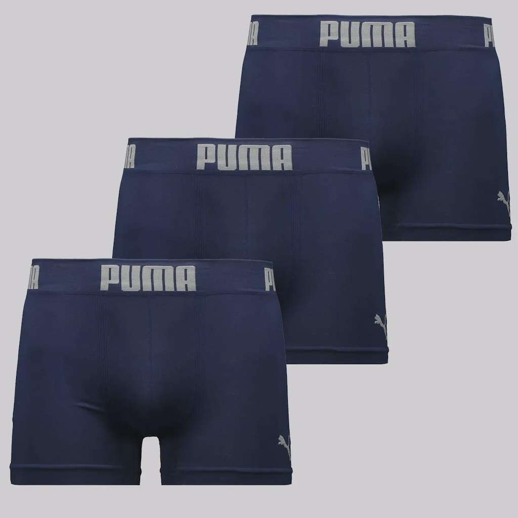 Kit 3 Cuecas Boxer Puma Seamless Basic I Masculina