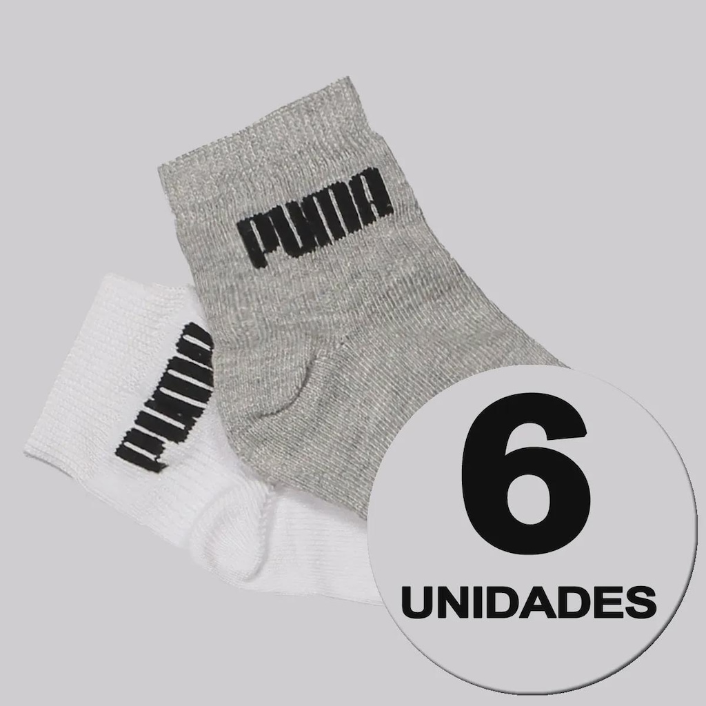Kit 6 Pares de Meia Puma Cano Médio Infantil