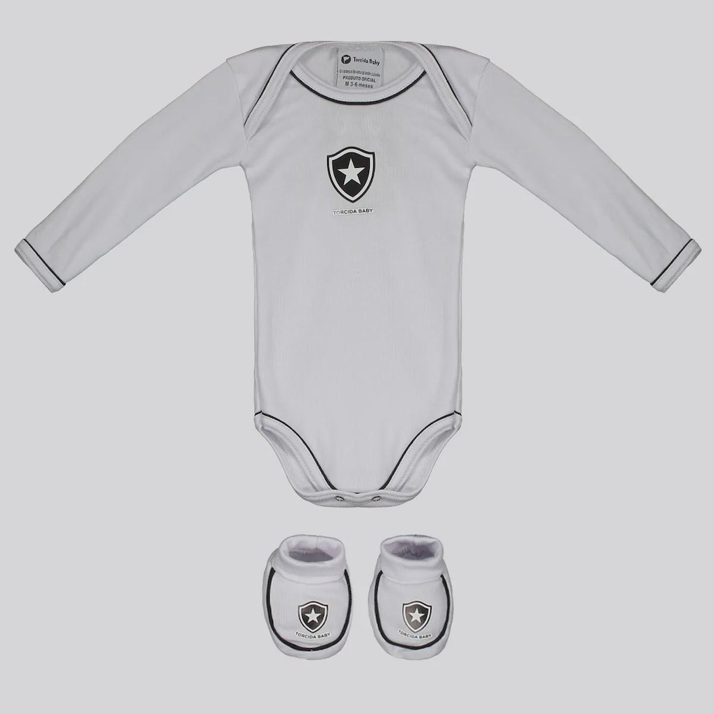 Kit Body Longo Calça e Pantufa Infantil Botafogo