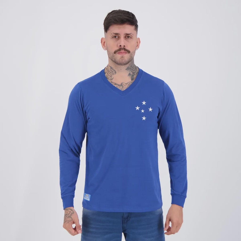 Camisa Cruzeiro Retrô 1976 Manga Longa Masculina