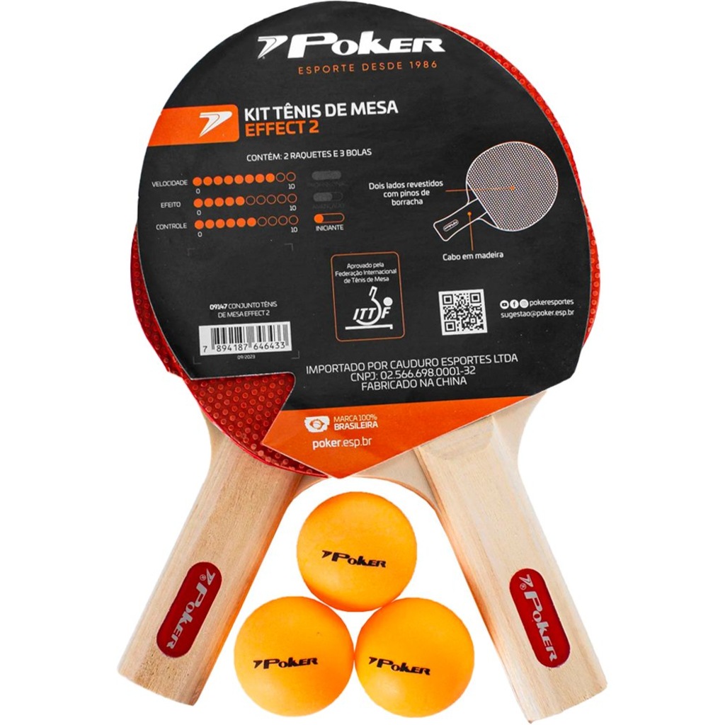 Kit de Tênis de Mesa Poker Effect II