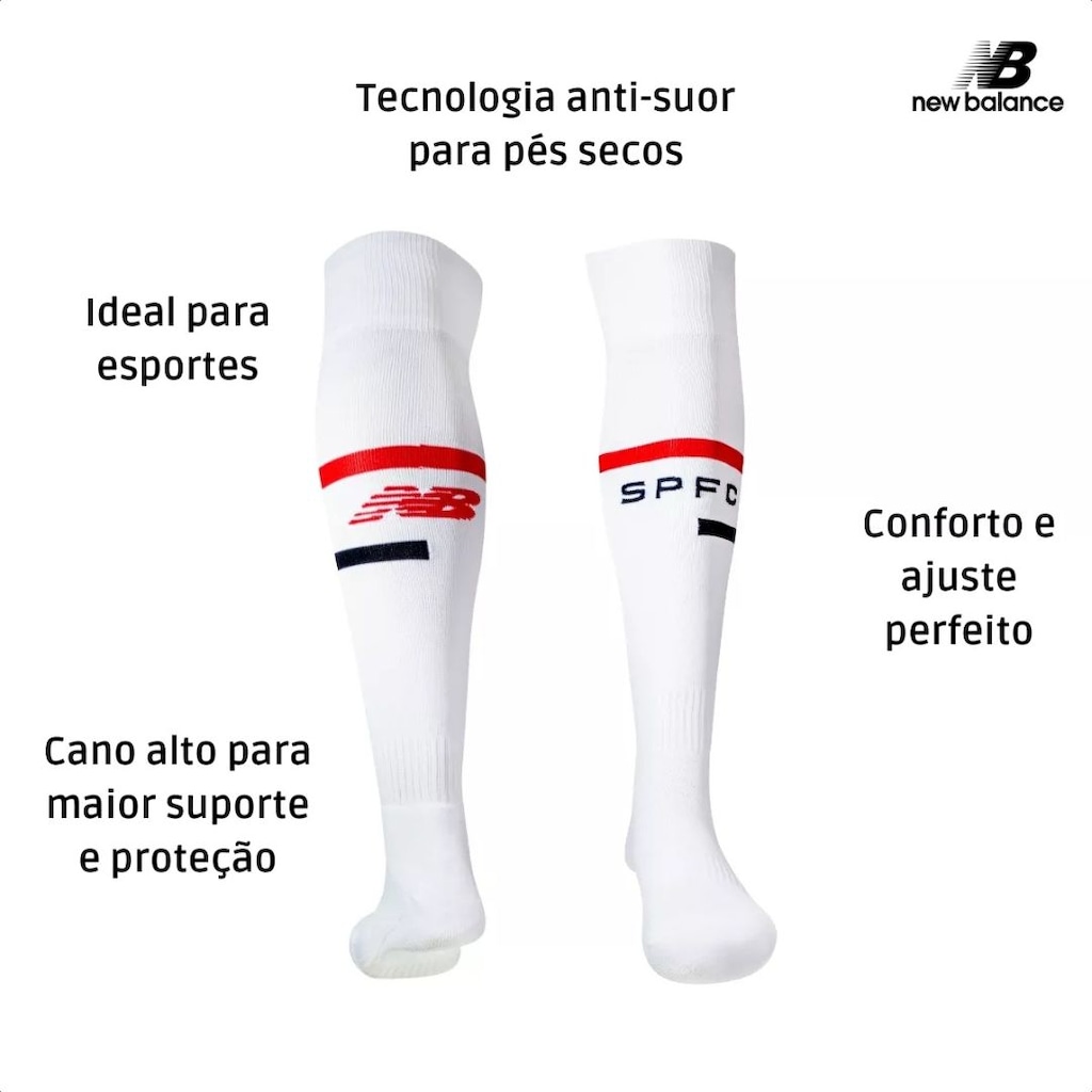 Imagem 3 do produto Meião Futebol Cano Longo São Paulo New Balance Home 2024 Adulto