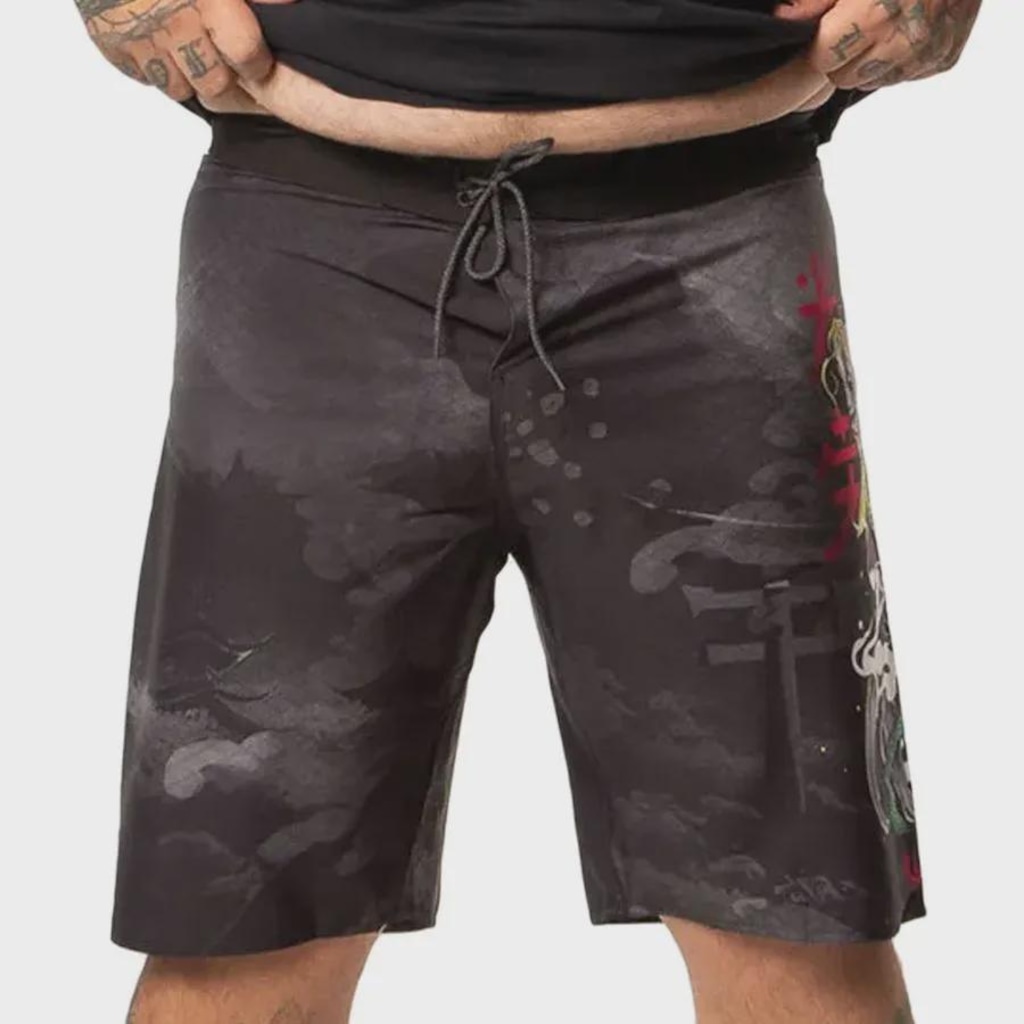 Bermuda Água Big Masculina Okdok Black Boardshorts - Unissex