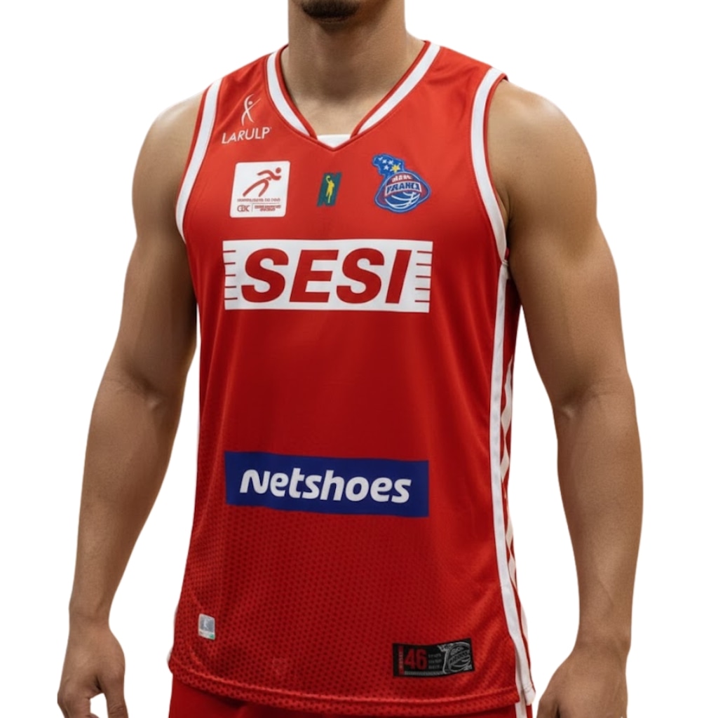 Regata Larulp Sesi Franca Basquete Jogador Vermelho - Masculino
