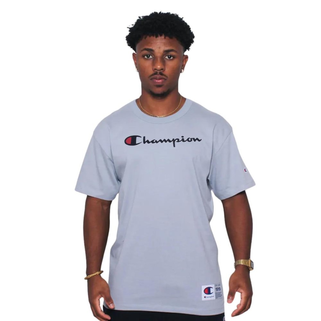 Camiseta Champion Pes Logo Bordado Script Masculina