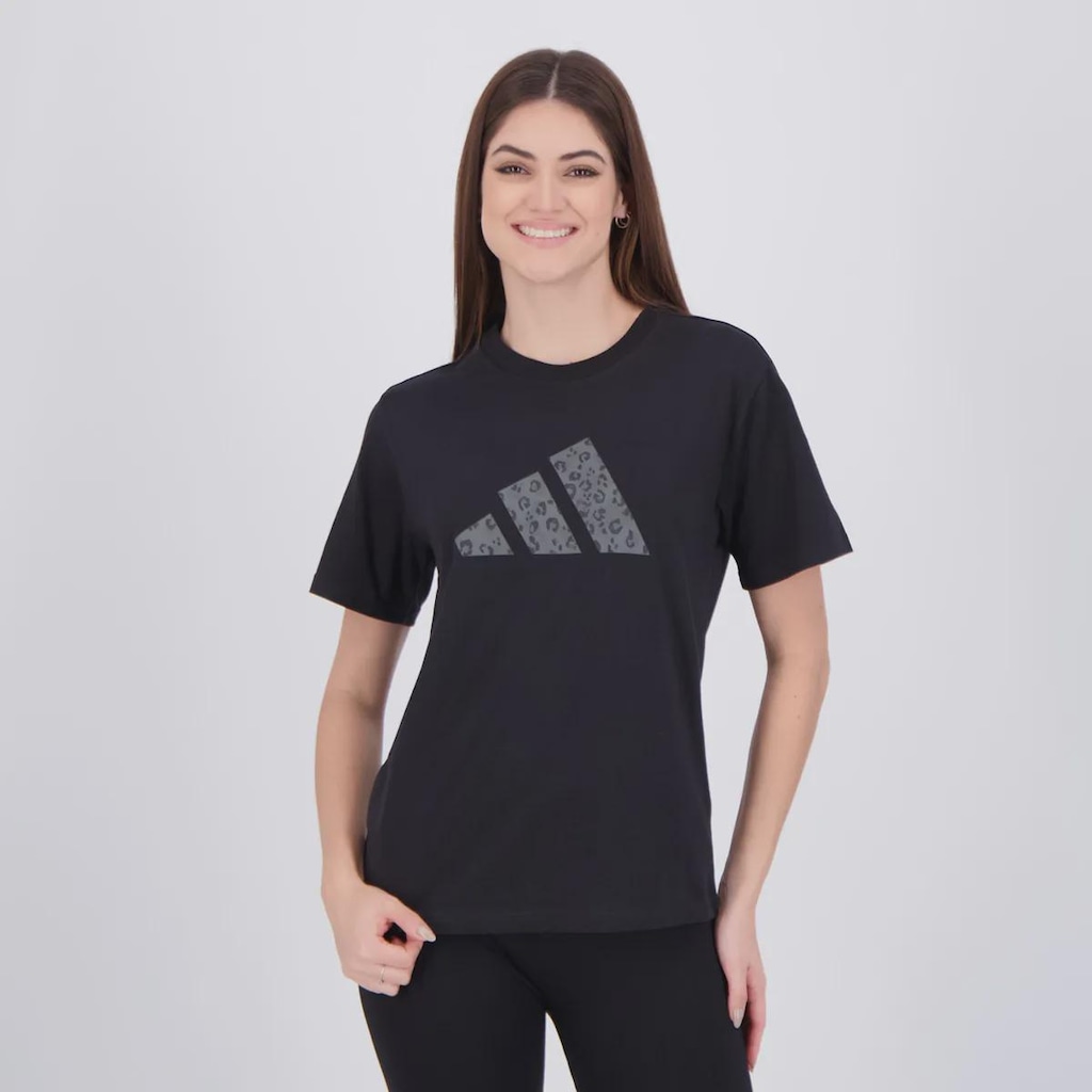 Camiseta adidas Animal Print Logo Feminina