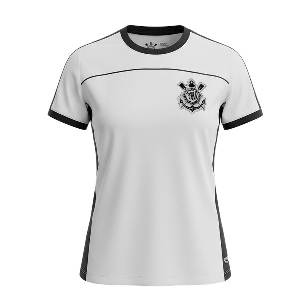Camisa Do Corinthians Baby Look Recortes Lateral Coimbra - Feminino