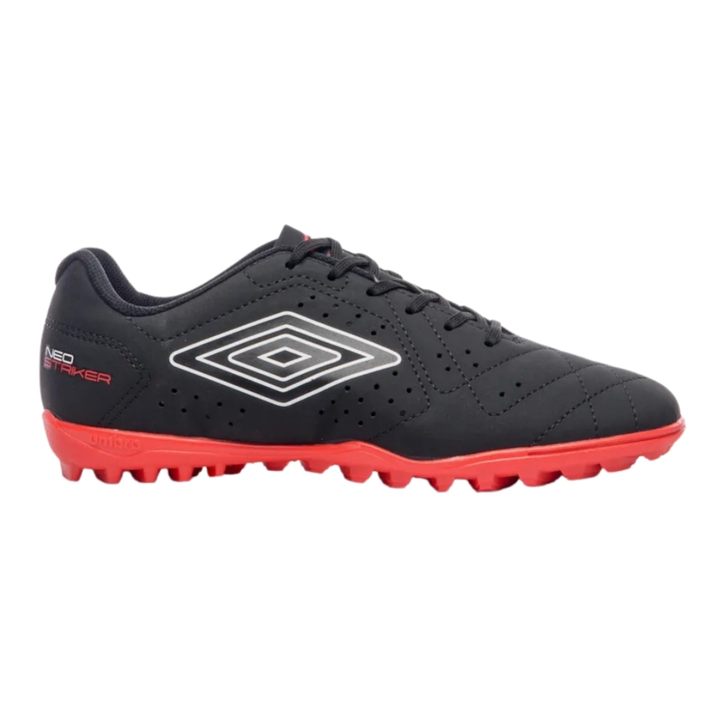Chuteira De Society Umbro Neo Striker Preto e Vermelho - Masculino