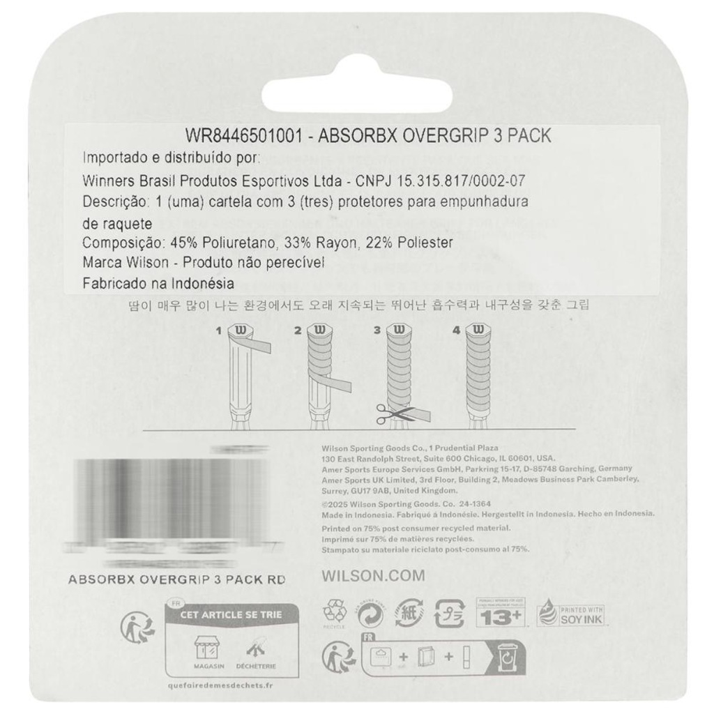 Imagem 3 do produto Overgrip Wilson Absorbx com 3 Unidades