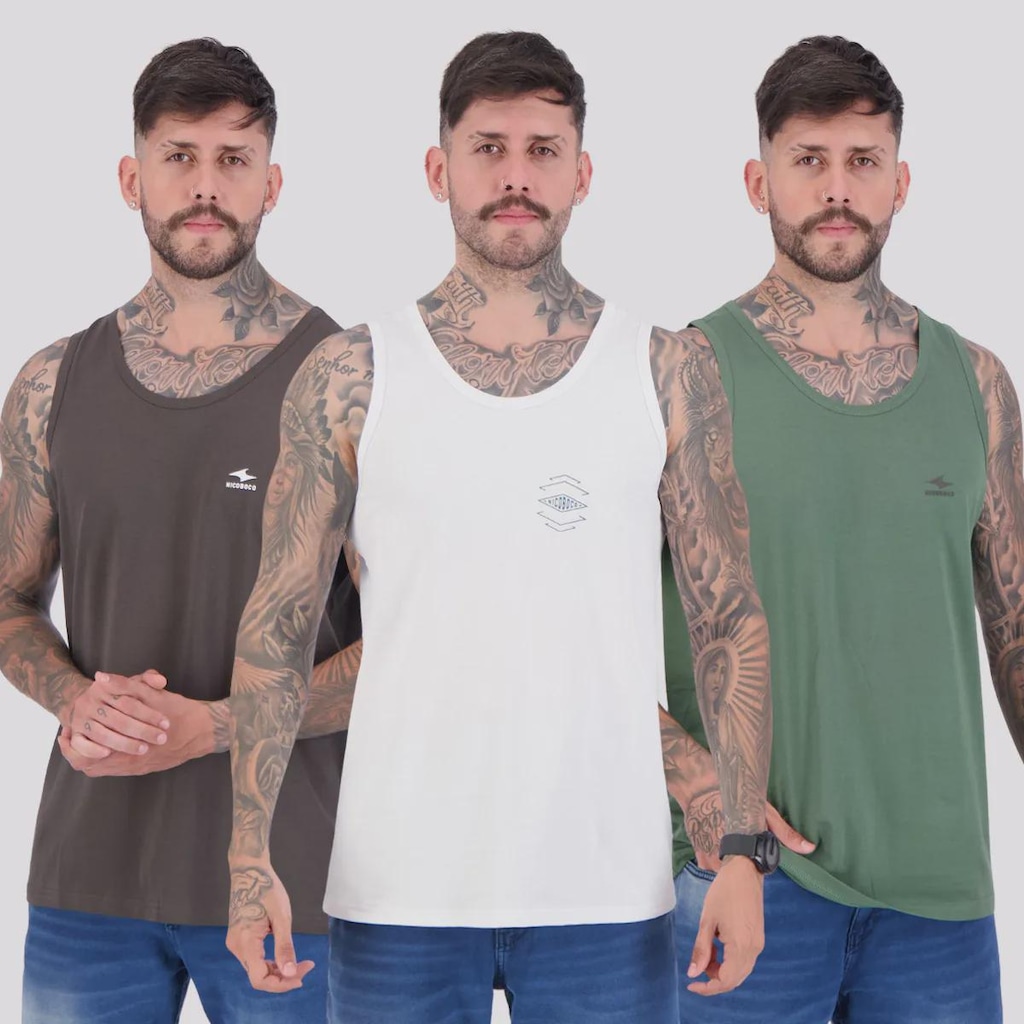 Kit 03 Regatas Nicoboco Masculina