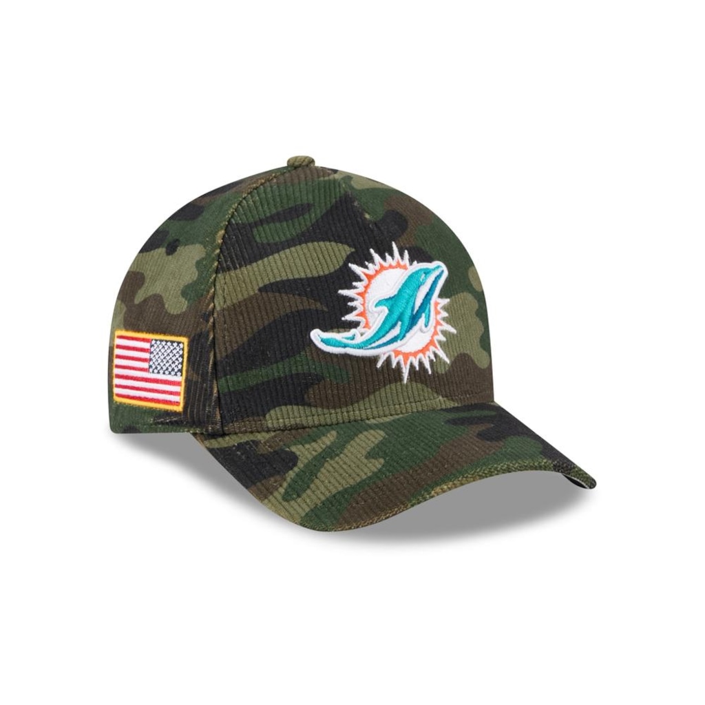 Imagem 3 do produto Boné New Era 9Forty M-Crown A-Frame Miami Dolphins NFL Salute Service 2025 Masculino