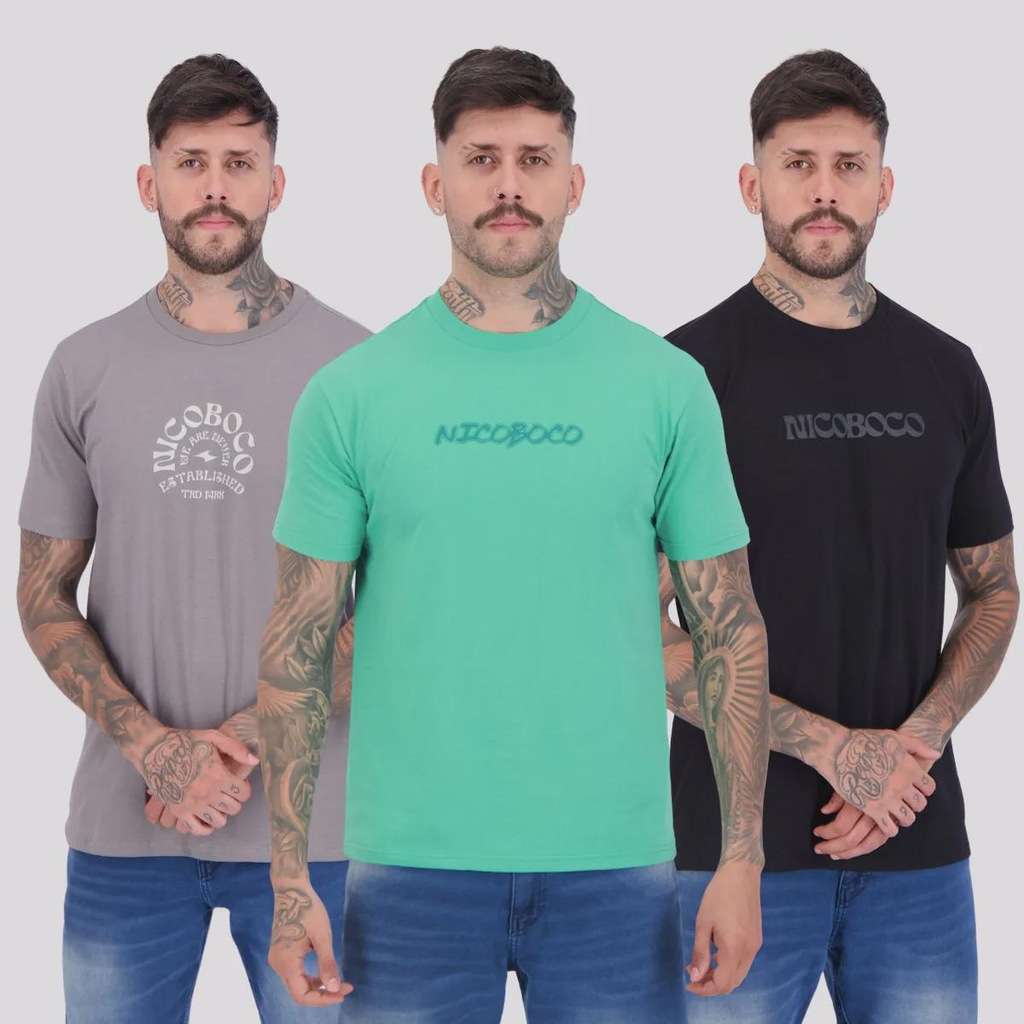 Kit 03 Camisetas Nicoboco Masculina