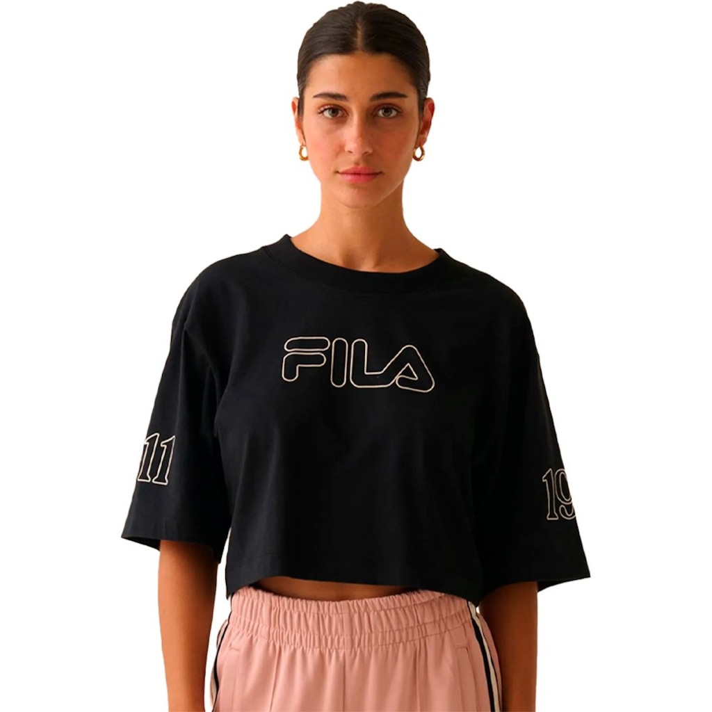 Cropped Fila Over Outline Union 1911 Feminino