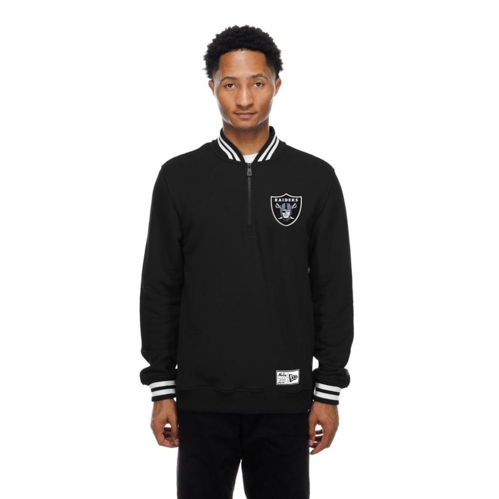 Blusão de Moletom New Era Quarter Las Vegas Raiders NFL Masculino