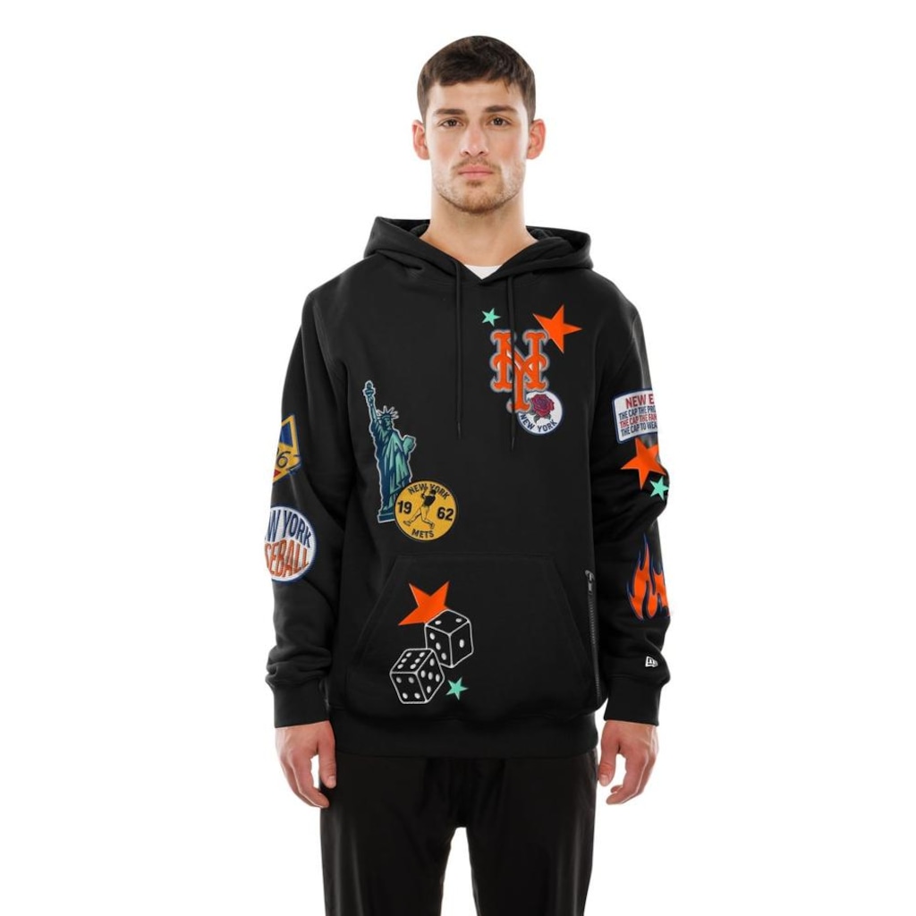 Blusão de Moletom New Era Canguru Fechado New York Mets MLB Masculino