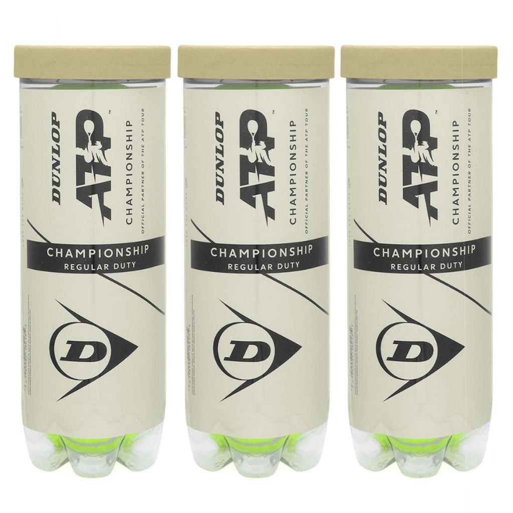 Bola de Tênis Dunlop ATP Championship Regular Duty - Pack com 3 Tubos - Foto 1