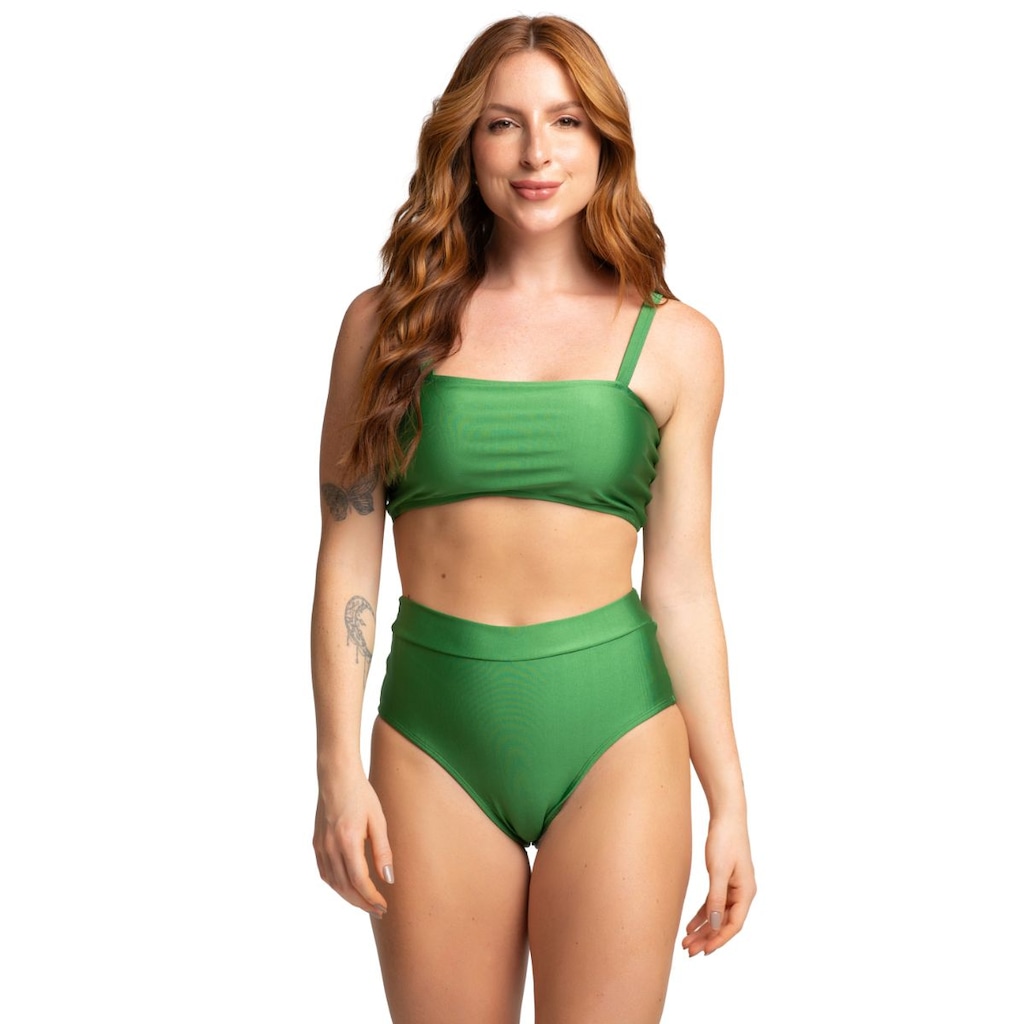 Biquíni Hot Pant Básico Vekyo Top Faixa Cintura Alta Moda Praia Feminina