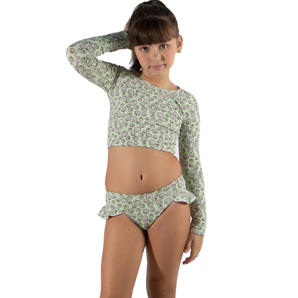 Imagem 2 do produto Biquíni Cropped Manga Longa Vekyo Moda Praia Infantil