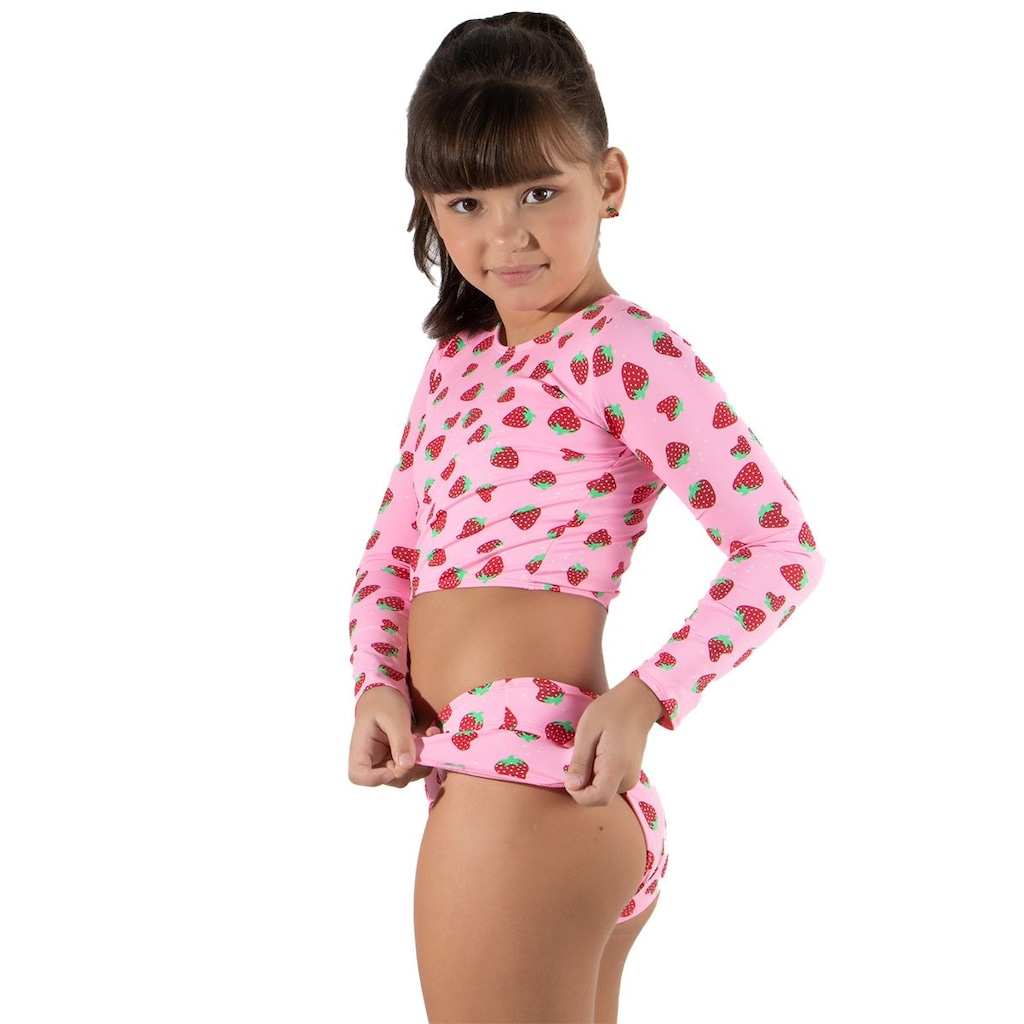 Imagem 2 do produto Biquíni Cropped Manga Longa Vekyo Moda Praia Infantil