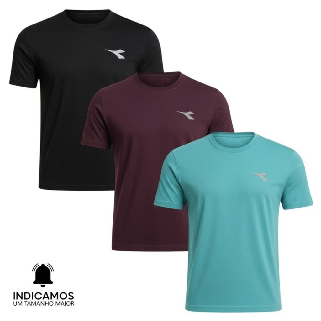 Kit 3 Camisetas Diadora Small Logo Masculina