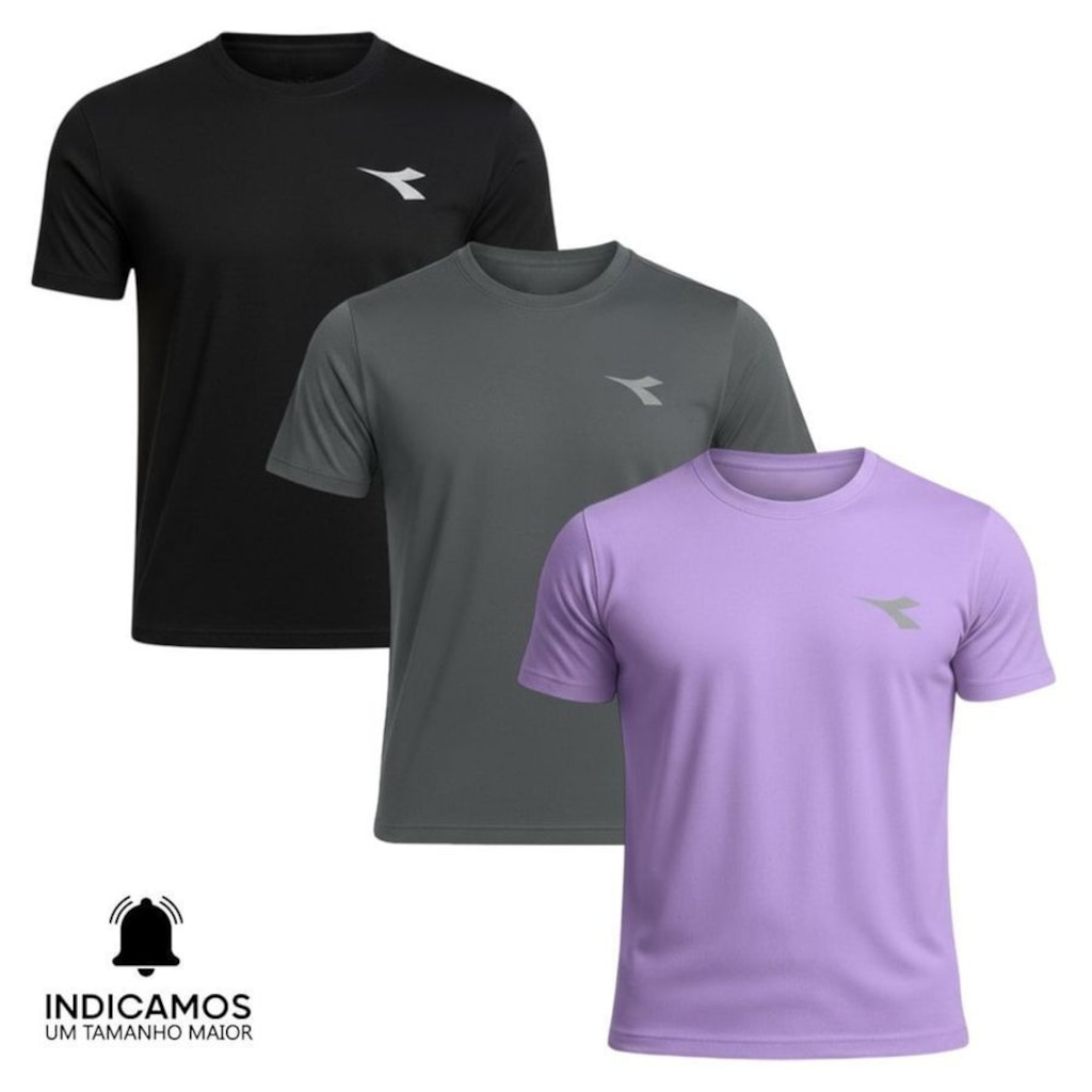 Kit 3 Camisetas Diadora Small Logo Masculina