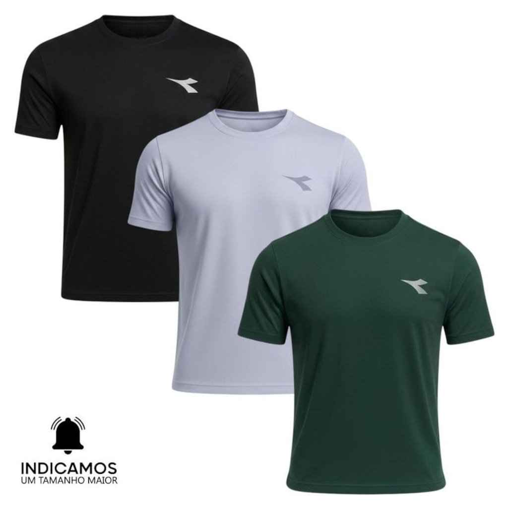 Kit 3 Camisetas Diadora Small Logo Masculina