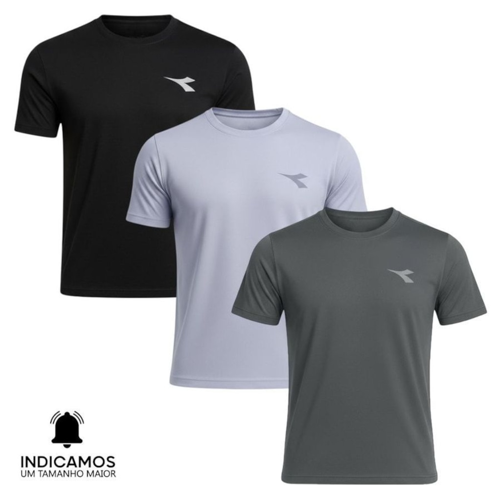 Kit 3 Camisetas Diadora Small Logo Masculina