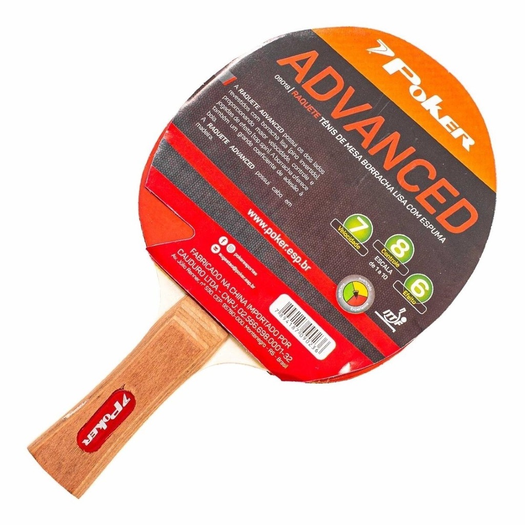 Raquete de Tênis de Mesa Poker Ping Pong Advanced