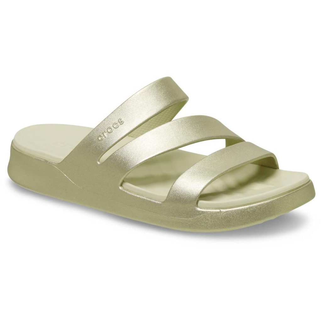 Imagem 2 do produto Sandália Feminino Crocs Getaway Metallic Strappy Sandal Champagne Metallic