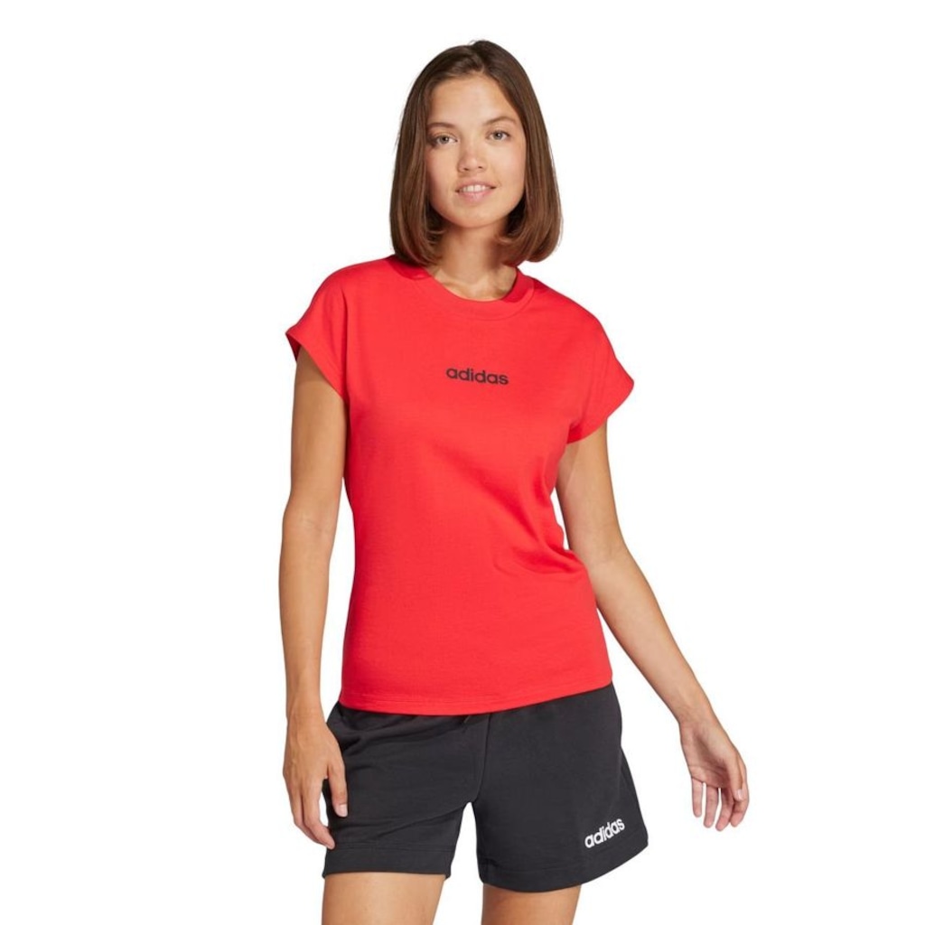 Camiseta Feminina adidas Manga Curta Logo Linear