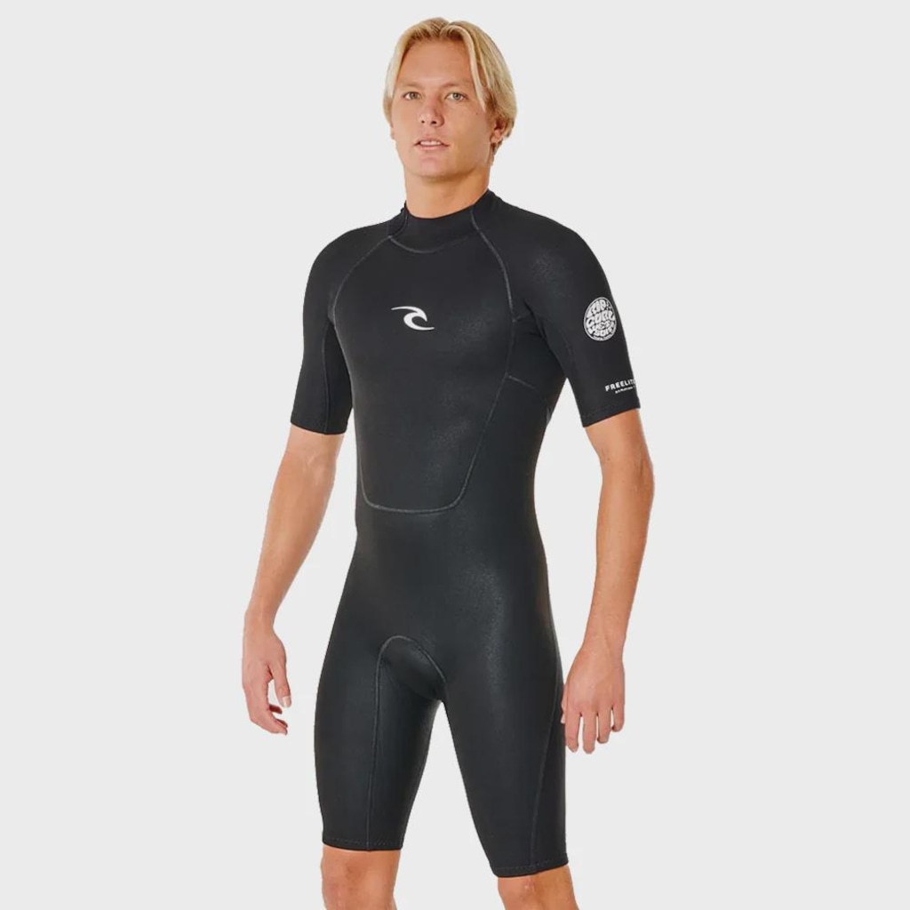 Short John Rip Curl Freelite 2/2 mm Back Zip Black White - Masculino