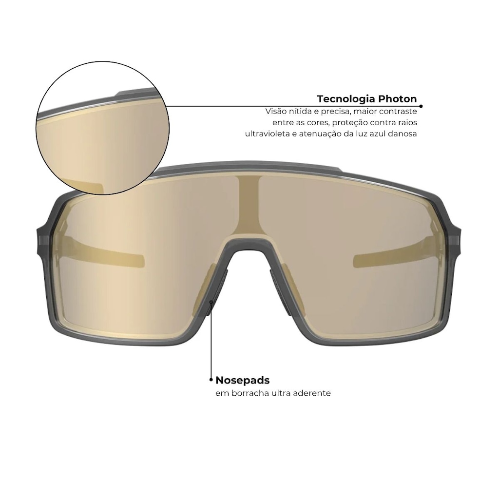 Imagem 2 do produto Óculos de Sol Unissex Esportivo HB Grinder Gold Chrome Espelhado