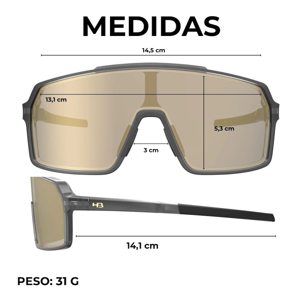 Imagem 5 do produto Óculos de Sol Unissex Esportivo HB Grinder Gold Chrome Espelhado