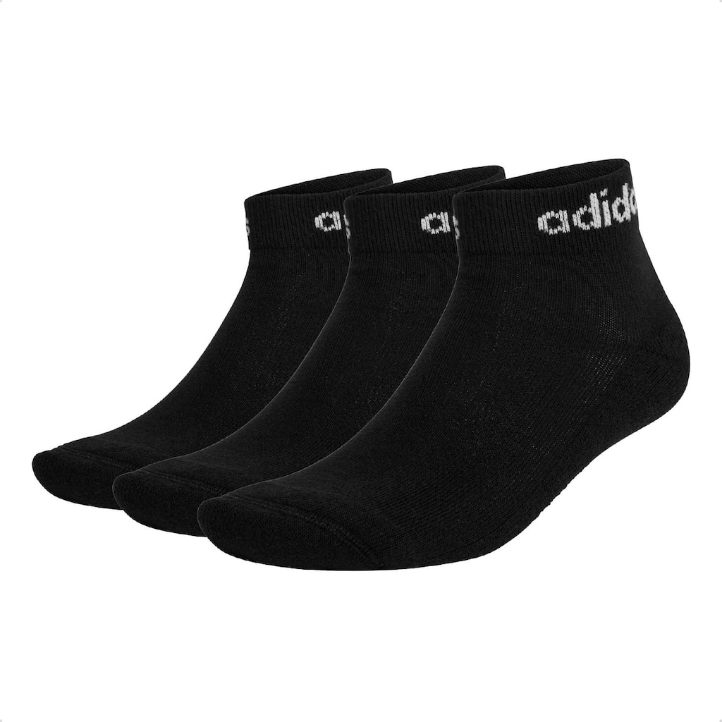 Meia Cano Baixo Linear Ankle adidas - 3 Pares - Unissex
