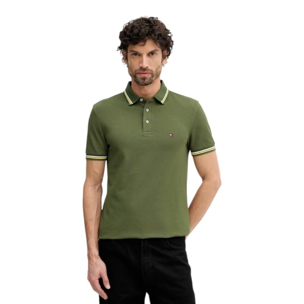 Camisa Polo Tommy Hilfiger Tipped Slim Fit Masculina