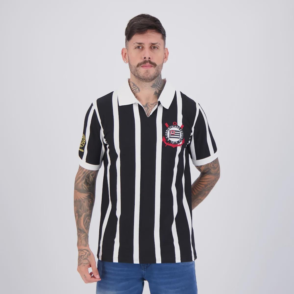Camisa Corinthians Retrô Contraste Centenário Masculina