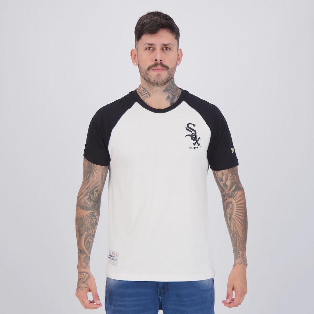 Camiseta New Era MLB Chicago White Sox Raglan Masculina