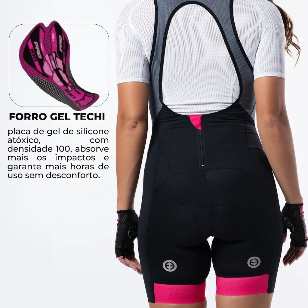 Imagem 2 do produto Bretelle Ciclismo Feminino ERT Lady com Zíper Forro em Gel