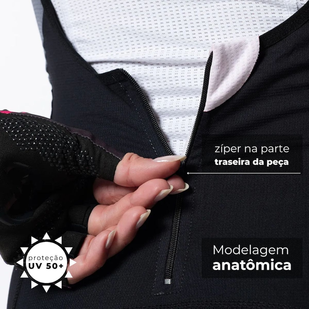 Imagem 3 do produto Bretelle Ciclismo Feminino ERT Lady com Zíper Forro em Gel