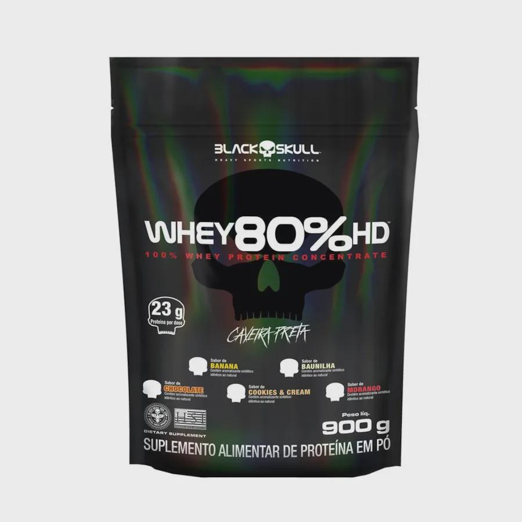 Whey Protein Concentrado 80% HD - Refil 900G - BLACK SKULL