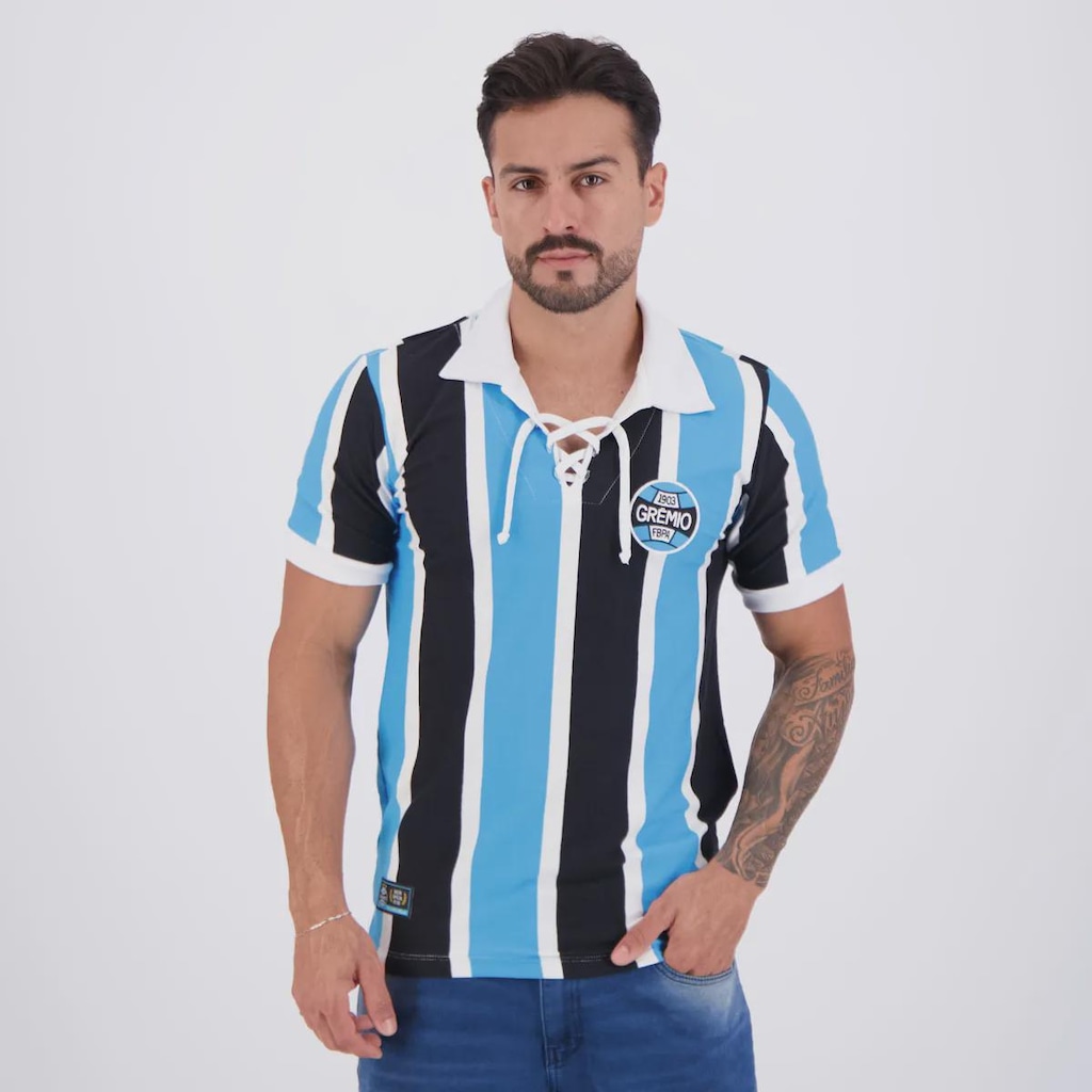 Camisa Do Grêmio Retrô Cordinha Listrada - FutFanatics - Masculina