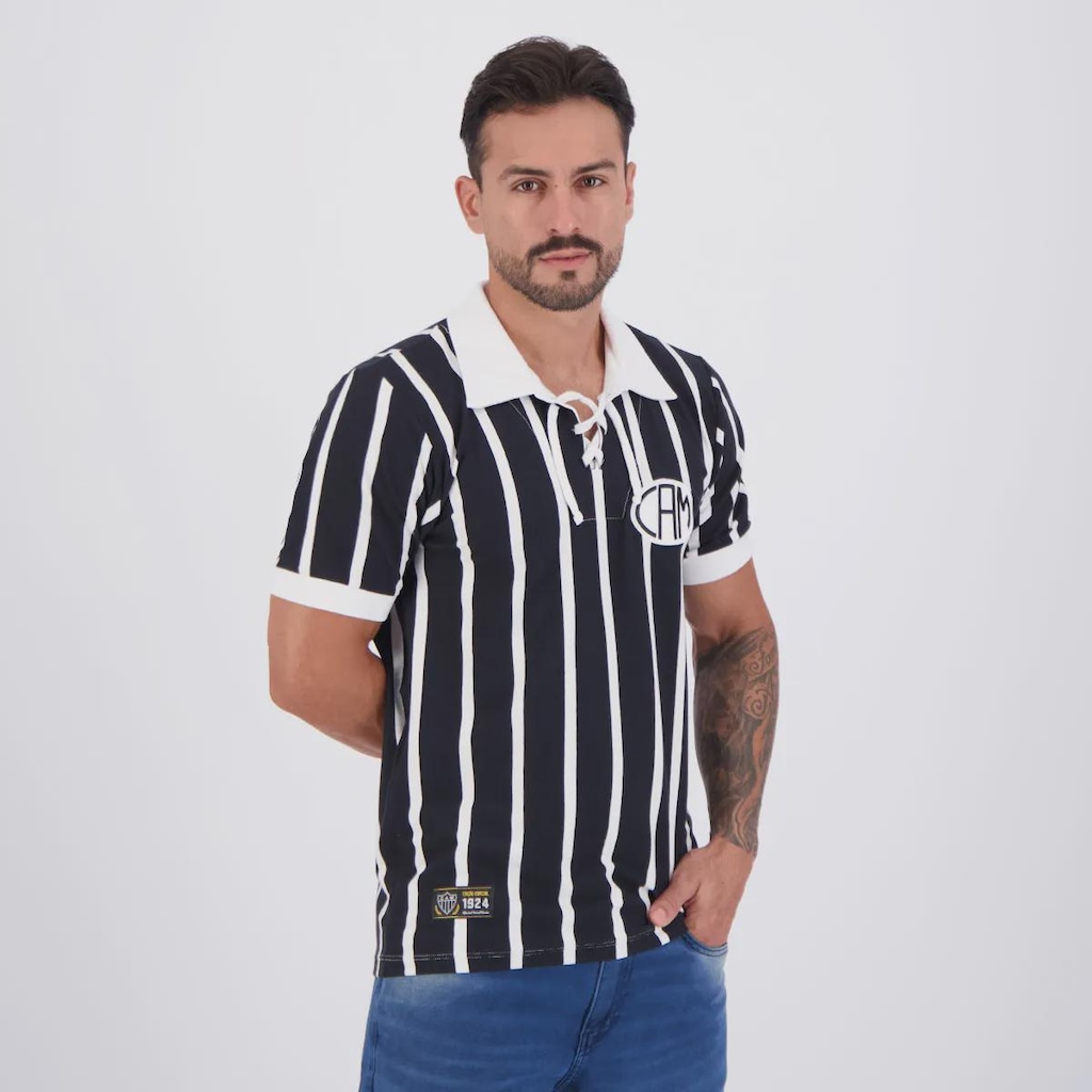 Imagem 2 do produto Camisa Do Atlético Mineiro Retrô 1924 Cordinha - FutFanatics - Masculina