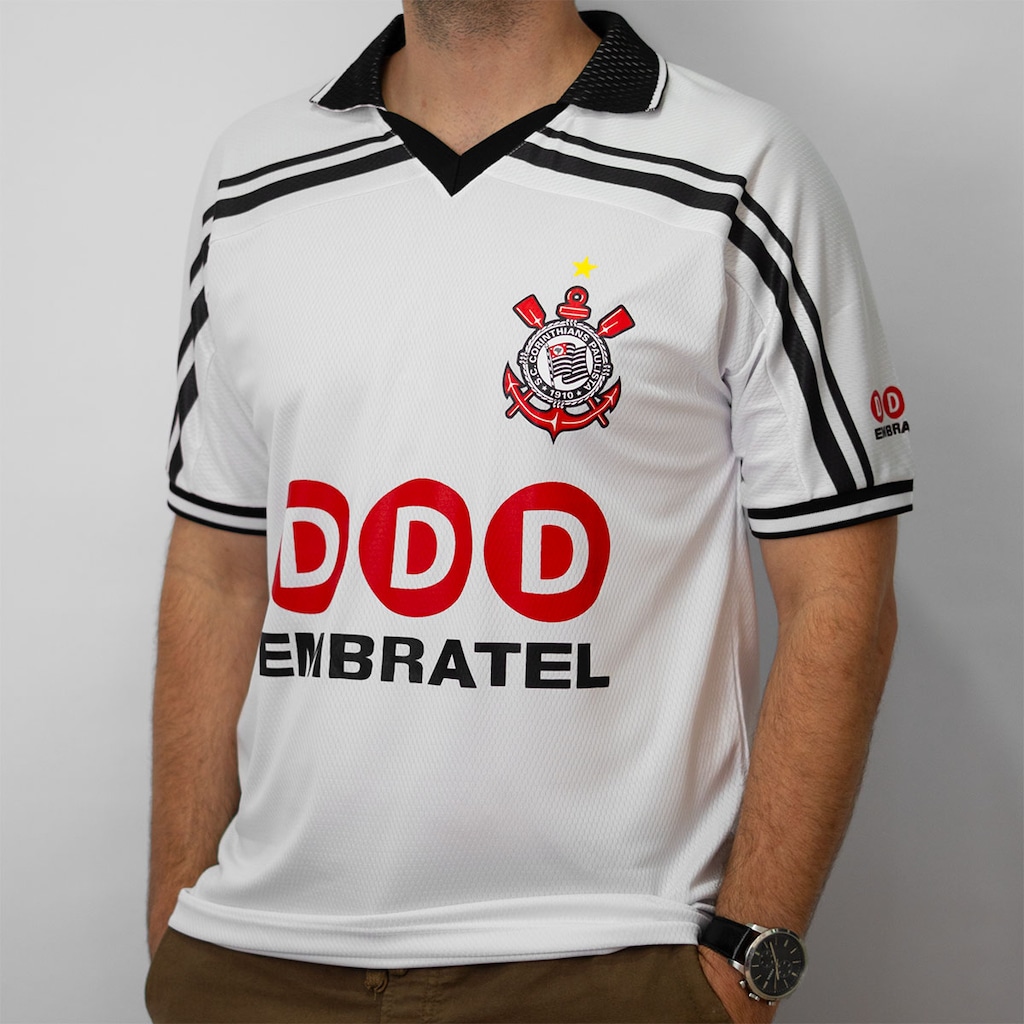 Imagem 2 do produto Camisa Corinthians Polo Retrô 1998 Bi Campeão Brasileiro Coimbra Masculina