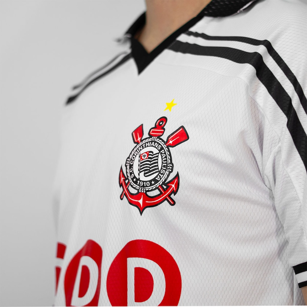 Imagem 4 do produto Camisa Corinthians Polo Retrô 1998 Bi Campeão Brasileiro Coimbra Masculina